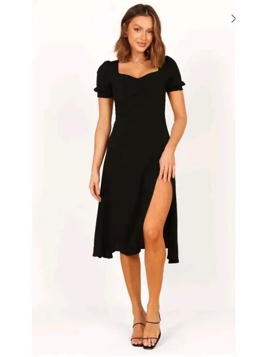 Petal & Pup Franklin Dress Women 10 Ebony Black Puff Shirt Sleeve Whimsigoth NWT - Picture 1 of 10